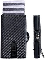 Dompet Kulit Serat Karbon Pria, Desain Baru Dompet Kulit Serat Karbon Pemegang Kartu Ramping Rfid Pria