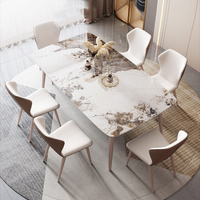 WESOME chaise de table de salle à manger en acier inoxydable ensemble de table à manger moderne complète 6 places tables à manger de luxe en marbre
