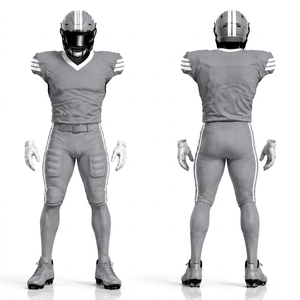 Uniforme de football américain pour hommes, maillot sans manches à col en V avec pantalon rembourré, tissu respirant en polyester anti-humidité - Product Image 1