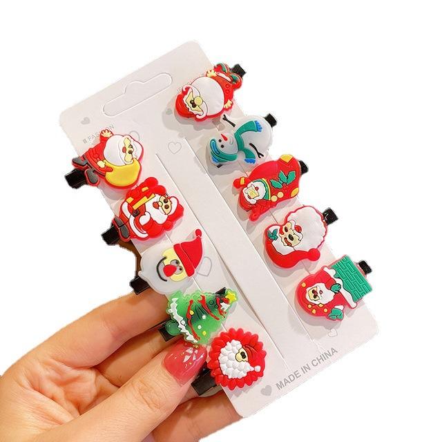 10 Pcs Set Christmas Fancy Hair Accessories Set for Kids Cute Baby Hair Clip for Girls Hairgrips for Christmas Hair Clip Set