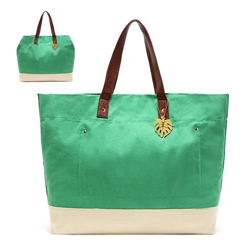 Borsa in tela verde personalizzata all'ingrosso borsa Tote in raso 100% cotone Tote Bag