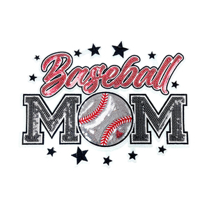 En gros, Grandes écussons à paillettes 'Baseball Mom' avec lettres rouges et étoiles brodées, thermocollants, pour l'applique dorsale <span class=keywords><strong>de</strong></span> veste <span class=keywords><strong>de</strong></span> jour <span class=keywords><strong>de</strong></span> match - Product Image 1