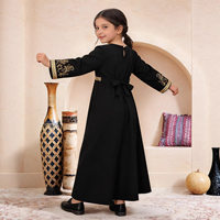 Robe longue brodée et imprimée à bordure dorée pour filles, style ethnique moyen-oriental, turc, égyptien