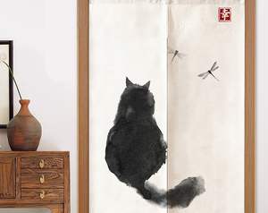 Huisheng ผ้าม่านญี่ปุ่นสำหรับประตู, ผ้าม่านแขวนครึ่งประตูงานแฮนด์เมด - Product Image 2