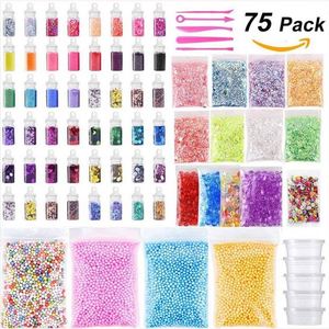 Kit de 75 pièces DIY : Perles en plastique colorées, outils en mousse et papier, breloques et accessoires pour slime, anti-stress, pour les 7-12 ans - Product Image 6