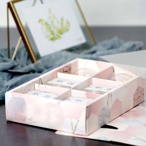 Scatola regalo per dolcetti da 63-80g con 6 scomparti e base nera per mooncake, torte, snowball e mochi, disponibile in diversi colori. - Product Image 1