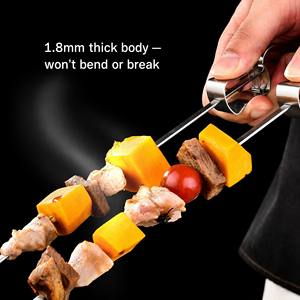 Brocheta de Acero Inoxidable 430 para Barbacoa con Empujador Deslizante, 45 cm, Hoja Plana de 1.8 mm de Grosor para Asar Carne, Alas de Pollo y Mariscos, Reutilizable - Product Image 5