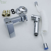 4 "Centerset Square Handheld Brass Rain Shattaf Bidet Shower Sprayer Tap Set Bathroom Hand Ablution Toilet Bidet Mixer Faucet