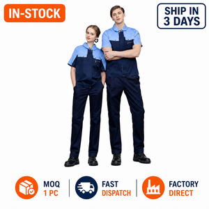 Set Uniforme da <span class=keywords><strong>Lavoro</strong></span> Estivo in Misto Cotone, Traspirante e Assorbente, Tuta a Maniche Corte <span class=keywords><strong>per</strong></span> Officine Auto, Logistica e Laboratori - Product Image 2