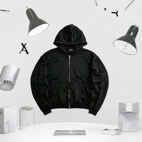 Sweat-shirt à capuche zippé noir pour homme, coupe classique, en coton French Terry, décontracté, pour l'automne