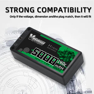 VSVAW colokan T peluru 5mm, mainan RC mobil kendali jarak jauh, Model mobil kendali jarak jauh, colokan T peluru 5mm, 140C 7.6V 5000mAh, baterai HV Lipo - Product Image 2