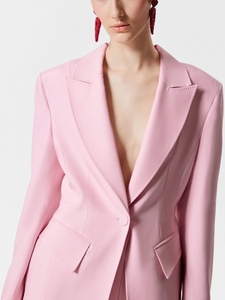 Giacca da donna a manica lunga Chic con vestibilità rilassata per sarto rosa tinta unita da donna - Product Image 3