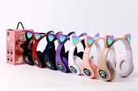 Headset Stereo Nirkabel B39M Sport Laris Manis, Desain Telinga Kucing Lucu, Latensi Rendah, Headphone Hifi dengan Mic dan Layar Digital untuk Ponsel