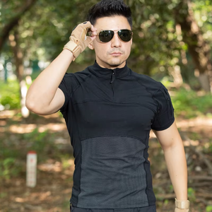 Commercio all'ingrosso della fabbrica dello sviluppo all'aperto dell'abbigliamento del camuffamento della manica corta della tuta nera di addestramento tattico della tuta - Product Image 4