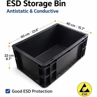 Bac de stockage conducteur ESD Leenol, conteneur en plastique antistatique pour l'usine d'électronique SMT avec certifications CE et ROHS
