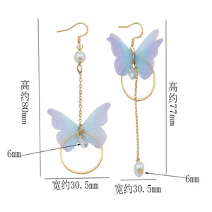 2020 asimétrico mariposa pendientes anillos pendientes circón - Product Image 2