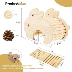 Escondite para Cobayas, Escondite de Madera para Hámster, Casa de Madera Natural para Hámster, Refugio de Madera Maciza para Mascotas Pequeñas - Product Image 2