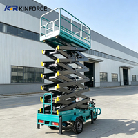 Promotion : Plateforme élévatrice mobile à ciseaux montée sur tricycle, plateforme de travail aérien hydraulique pour la construction extérieure et l'entretien des routes