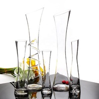 Vase à fleurs en verre concave transparent, centre de table, tube en verre à sommet incliné, vase à bourgeons
