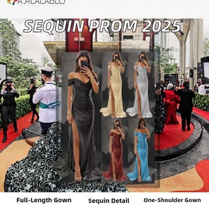 2026 Elegant Women's <b>Sequin</b> Prom Dresses Customized Off-Shoulder Mermaid Slit Evening Maxi Gowns for Summer Parties Robes De - Product Image 2