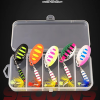 JETOP Tuzlu Su Balık Yemi Seti 7g Spinnerbait El Yapımı Kaşık Crankbait Seti Bakır Saplı Tüy Yemleri Kancaları ile