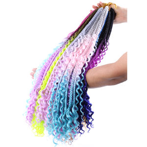 Trenzas <span class=keywords><strong>de</strong></span> Cabello Estilo Bohemio <span class=keywords><strong>de</strong></span> Crochet, Estilo Goddess Locs, Despeinadas, con Ombre Rizado, Pre-enlazadas, Sintéticas, Estilo Boho, 3x <span class=keywords><strong>River</strong></span> Box Braids - Product Image 1