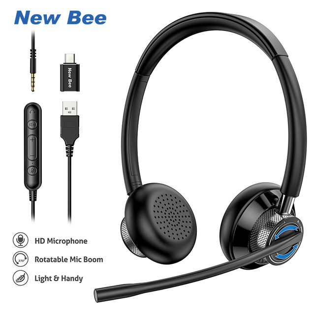 Competitive Price Call Center Professional Office Headphones ENC UC Wired USB Headset with Microphone for PC Laptop Computers