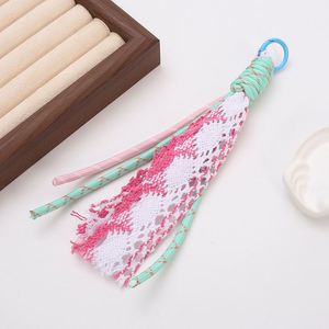 Style Ins Bag DIY Fashion Long Flower <b>Lace</b> Handmade Key Chain <b>Rope</b> Colorful Long Tassel Keychain Mobile Phone Bag Decoration - Product Image 6