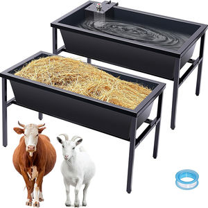 JH-Mech 2pcs Alimentador De Gado E Água Calha Atualizado Design Grande Dispensador De Água De Cão Alimentadores De Cabra De Aço Inoxidável - Product Image 1