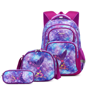 Ensemble de sacs à dos 3-en-1 personnalisés OEM/ODM avec impression de dessins animés, sac à déjeuner et trousse à crayons, sac à dos imperméable pour enfants, sac d'école pour filles - Product Image 1
