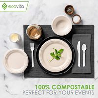 Assiettes carrées 100 % compostables en bagasse et papier de bambou [7 po.] 150 Assiettes jetables écologiques robustes sans bois pour tous