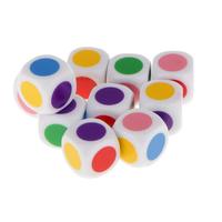 Mini cube rond et carré pour enfants, 16mm, 6 faces, pour l'apprentissage des couleurs, l'étude, couleur primaire, dés en acrylique