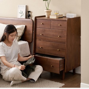 Commode à cinq tiroirs en bois de noyer noir d'Amérique du Nord, meuble de rangement pour chambre à coucher, 650x450x950mm - Product Image 2