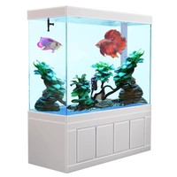 Aquarium Rectangulaire Moderne pour Salon, Grand Aquarium avec Cloison, Filtration au Sol, Verre Ultra-Clair Écologique, Intelligent