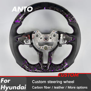 Volante Deportivo Personalizado de Fibra de Carbono Forjado en Color Morado con Pantalla LED Inteligente para Hyundai Elantra <span class=keywords><strong>N</strong></span>, I30N, I20N y Veloster <span class=keywords><strong>N</strong></span> - Product Image 2
