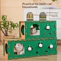 Lit pour chat en feutre, toutes saisons, résistant aux griffures, durable, respirant, chaud, combinant espace de couchage et tunnel de jeu, intérieur/extérieur
