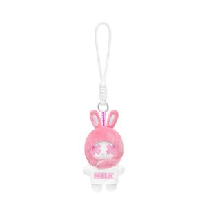 Porte-clés Lapin Timide en Velours Blanc, Mascotte en Peluche avec Accent Rose Lait et Boucle en Corde Tressée Durable - Product Image 4