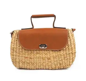 Summer Beach Bags Made in Vietnam from Bamboo Water Hyacinth Material for Ladies Hand Bags