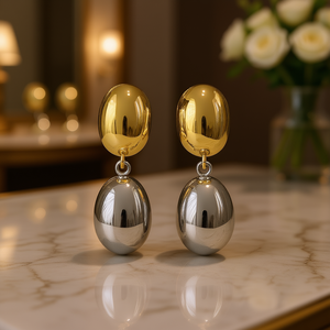 Orecchini Pendenti E3712 in Ottone Placcato Oro, Design Geometrico Minimalista, Gioielli Raffinati da Donna per Uso Quotidiano - Product Image 2