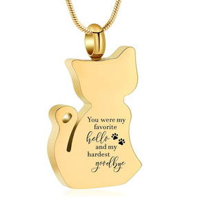 Collar con Colgante Personalizado para Cenizas de Mascotas, Acero Inoxidable Electrochapado, Joyería de Cremación para Gatos, Urna Abrible - Product Image 5
