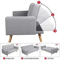 Sofá Cama de Tela de 3 Plazas Clic Clac Reclinable para Sala de Estar con Patas de Madera