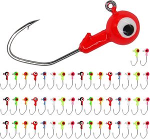 Têtes de jig pour crappie 0.9g 1.75g 3.5g 5g 7g, hameçons de pêche en acier haute teneur en carbone, têtes de jig en plomb anti-herbe de type faucille, haute résistance - Product Image 1