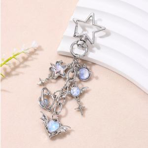 Pretty Y2K <span class=keywords><strong>Moon</strong></span> Star Heart esmalte llavero lindo amor rosa azul colores llavero para mujeres niñas decoración de llaves joyería hecha a mano - Product Image 6