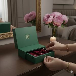 Boîte cadeau coulissante rigide en matériaux recyclés écologiques avec logo personnalisé, estampage à chaud en feuille d'or <span class=keywords><strong>pour</strong></span> l'emballage de bijoux et de montres haut de gamme - Product Image 3