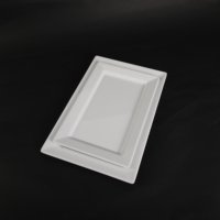 Assiettes rectangulaires en mélamine personnalisées avec logo, incassables, blanches, en plastique, pour restaurant, assiettes de service économiques