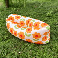 Canapé gonflable portable à imprimé floral moderne - Pas de pompe nécessaire - Canapé paresseux pour le camping en plein air, la plage, le pique-nique, le jardin