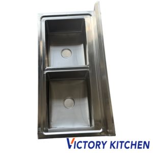 Évier double en acier inoxydable VICTORY KITCHEN VKTS-1268, 120*60*80, 10L, argenté, pour lavage de cuisine - Grande promotion - Product Image 3