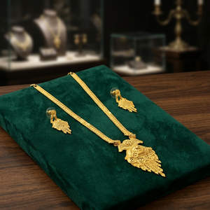 Vente en gros de bijoux longs traditionnels en micro plaqué or 14K 18K 24K, ensemble de bijoux longs à la mode, ensemble de bijoux longs en laiton micro formant - Product Image 3