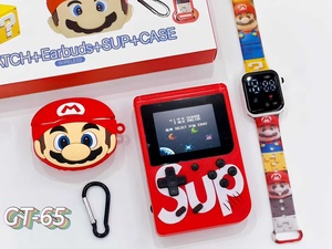 <strong>Mario</strong> GT - 65 4 - in - 1 Gaming &amp; Audio Set: Wireless Earbuds, Retro Game Console, and <strong>Mario</strong> - Themed <strong>Watch</strong> - Product Image 6