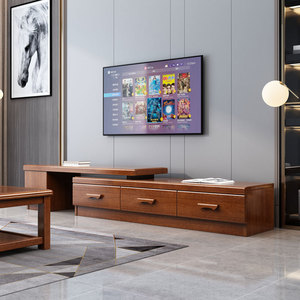 Dazhang Jiaju <b>Walnut</b> Wood Modern Chinese Style Solid Wood Tv Cabinet With Extendable Design For Small Apartment Living Room - Product Image 2